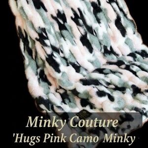 Minky Couture Pink Hugs Camo Travel Size Blanket